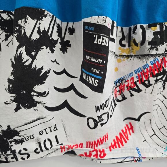 158°C Womens Top Blue Colorblock Graphic Print Oversized Streetwear Artsy Travel - Picture 2 of 8